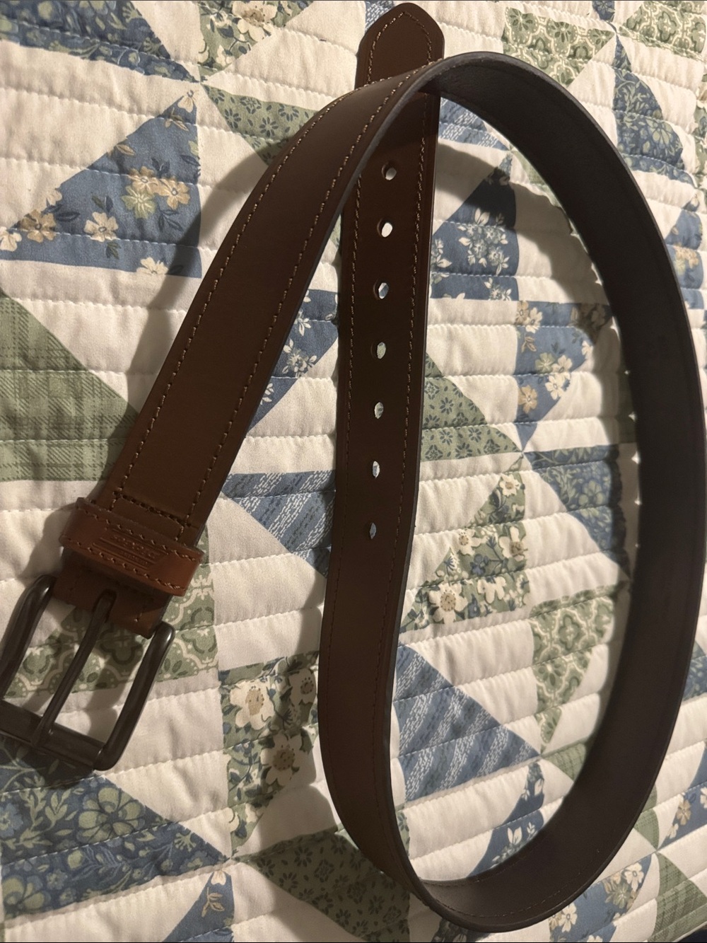 Dickies Brown Leather Belt with Gunmetal Buckle